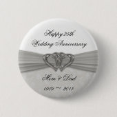 Damask 25th Wedding Jubileum Button (Voorkant)