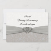 Damask 25th Wedding Jubileum Invitation Kaart (Voorkant)