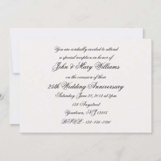 Damask 25th Wedding Jubileum Invitation Kaart (Achterkant)