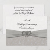Damask 25th Wedding Jubileum Invitation Kaart (Voorkant / Achterkant)