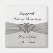 Damask 25th Wedding Jubileum Magnet (Voorkant)