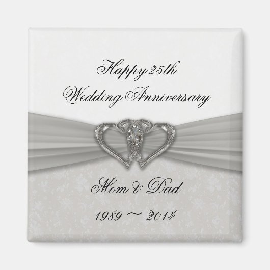 Damask 25th Wedding Jubileum Magnet (Voorkant)