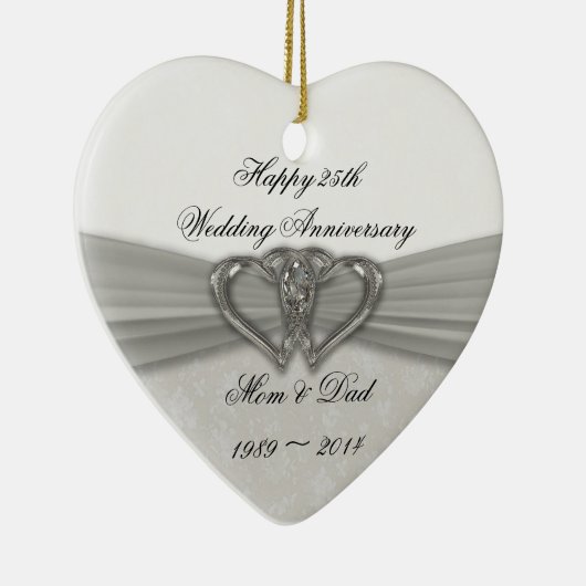 Damask 25th Wedding Jubileum Ornament (Rechts)