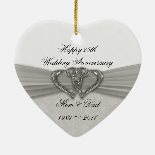 Damask 25th Wedding Jubileum Ornament (Achterkant)