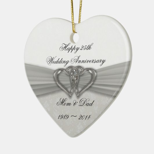 Damask 25th Wedding Jubileum Ornament (Links)