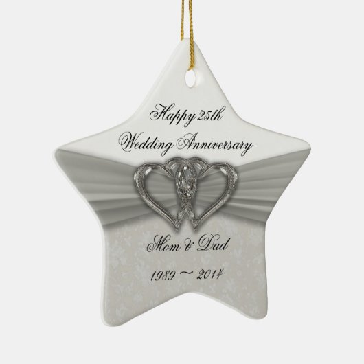 Damask 25th Wedding Jubileum Ornament (Rechts)