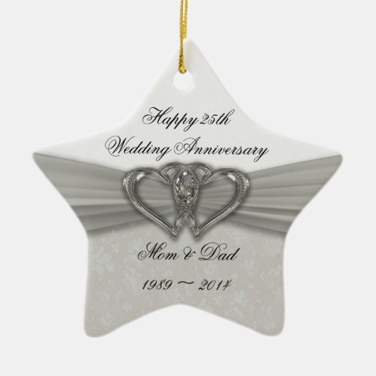 Damask 25th Wedding Jubileum Ornament (Voorkant)