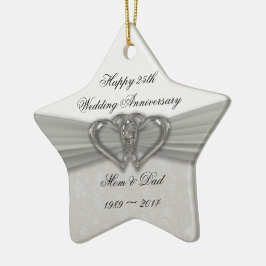 Damask 25th Wedding Jubileum Ornament (Links)