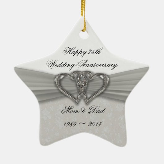 Damask 25th Wedding Jubileum Ornament (Achterkant)