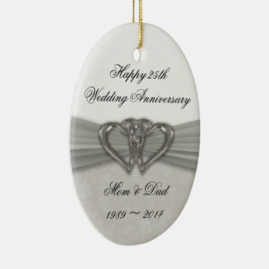 Damask 25th Wedding Jubileum Ornament (Rechts)