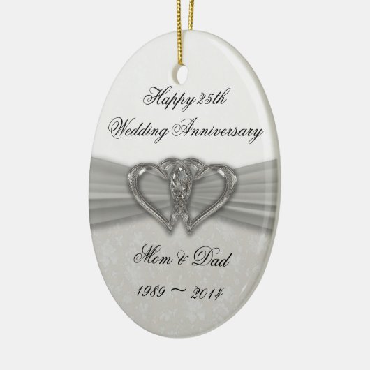 Damask 25th Wedding Jubileum Ornament (Links)