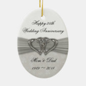 Damask 25th Wedding Jubileum Ornament (Achterkant)