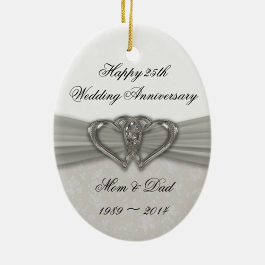 Damask 25th Wedding Jubileum Ornament (Achterkant)