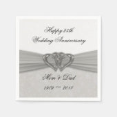 Damask 25th Wedding Jubileum Paper Napkins Servetten (Voorkant)