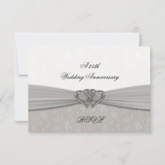 Damask 25th Wedding Jubileum RSVP (Voorkant)