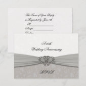 Damask 25th Wedding Jubileum RSVP (Voorkant / Achterkant)