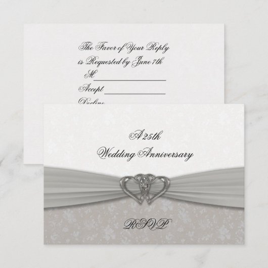 Damask 25th Wedding Jubileum RSVP (Voorkant / Achterkant)