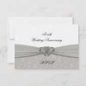 Damask 25th Wedding Jubileum RSVP Kaartje (Voorkant)