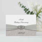 Damask 25th Wedding Jubileum RSVP Kaartje (Staand voorkant)