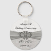Damask 25th Wedding Jubileum Sleutelhanger (Voorkant)