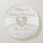 Damask 30e huwelijksverjaardag ronde kussenhoes rond kussen (Achterkant)