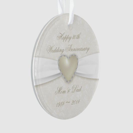Damask 30th Wedding Jubileum AcrylOrnament Ornament (voorkant)