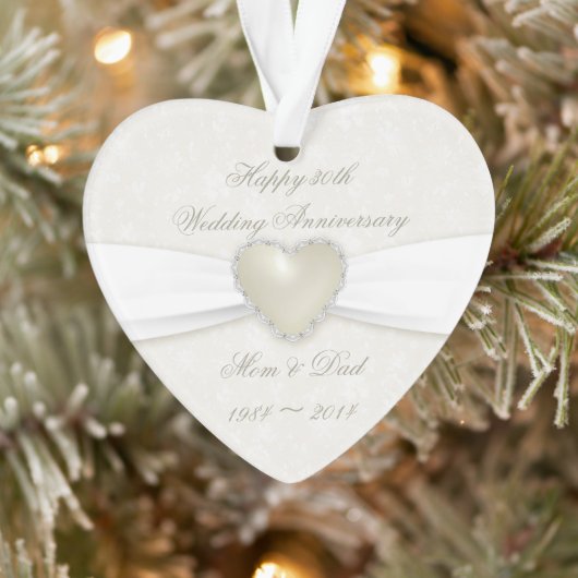 Damask 30th Wedding Jubileum AcrylOrnament Ornament (Boom)