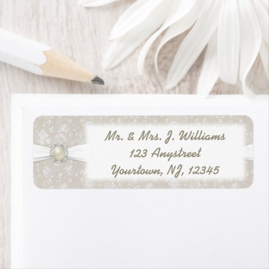 Damask 30th Wedding Jubileum Adres Label (Insitu)