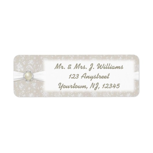 Damask 30th Wedding Jubileum Adres Label (Voorkant)