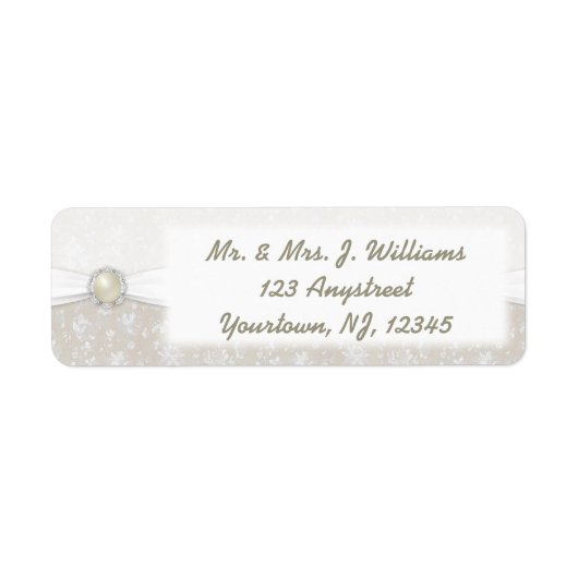 Damask 30th Wedding Jubileum Adres Label (Voorkant)