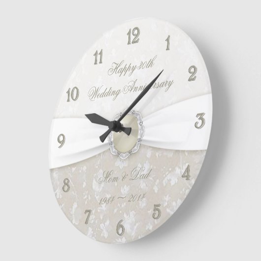 Damask 30th Wedding Jubileum Clock Grote Klok (Hoek)
