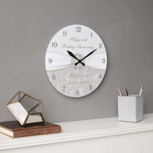Damask 30th Wedding Jubileum Clock Grote Klok (Kantoor)