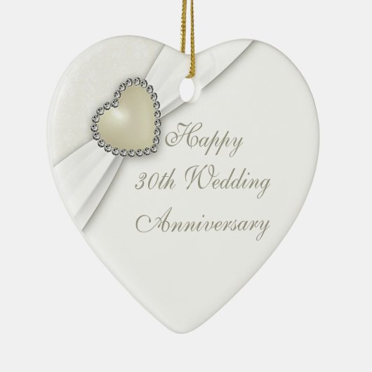 Damask 30th Wedding Jubileum Heart Ornament (Rechts)