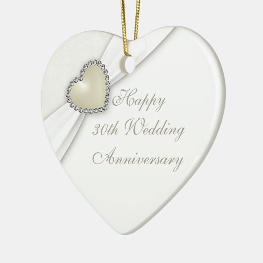 Damask 30th Wedding Jubileum Heart Ornament (Links)