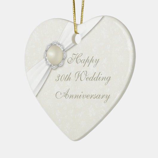 Damask 30th Wedding Jubileum Heart Ornament (Links)