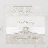 Damask 30th Wedding Jubileum Invitation Kaart (Voorkant / Achterkant)