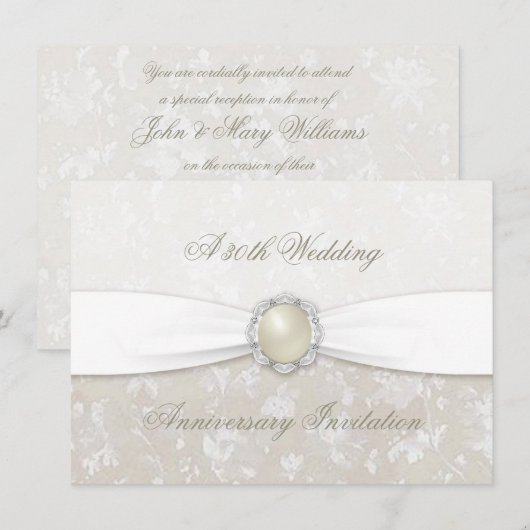 Damask 30th Wedding Jubileum Invitation Kaart (Voorkant / Achterkant)
