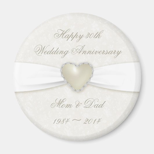 Damask 30th Wedding Jubileum Magnet (Voorkant)