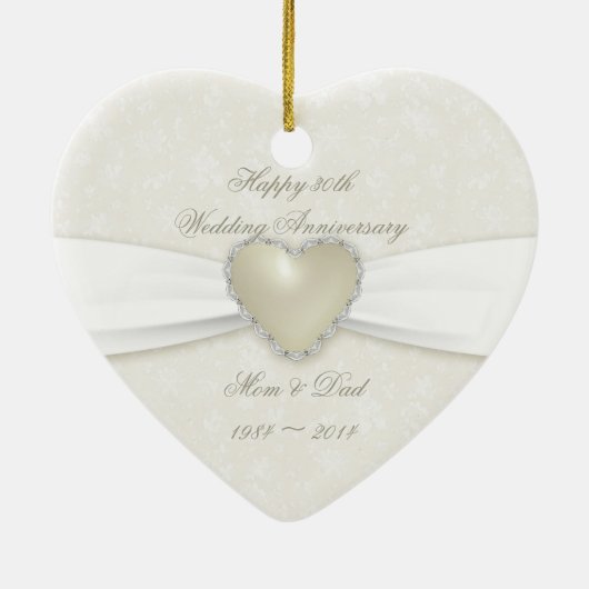 Damask 30th Wedding Jubileum Ornament (Achterkant)