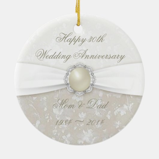 Damask 30th Wedding Jubileum Ornament (Achterkant)