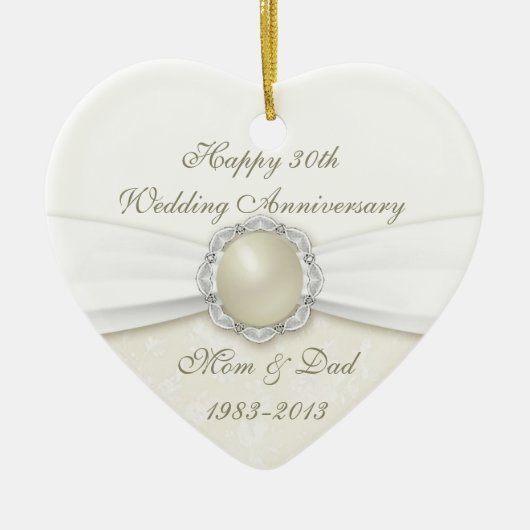 Damask 30th Wedding Jubileum Ornament (Voorkant)