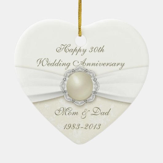 Damask 30th Wedding Jubileum Ornament (Achterkant)