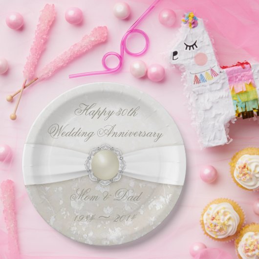 Damask 30th Wedding Jubileum Paper Bord (Feest)