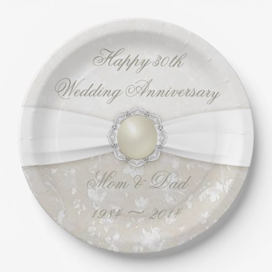 Damask 30th Wedding Jubileum Paper Bord (Voorkant)