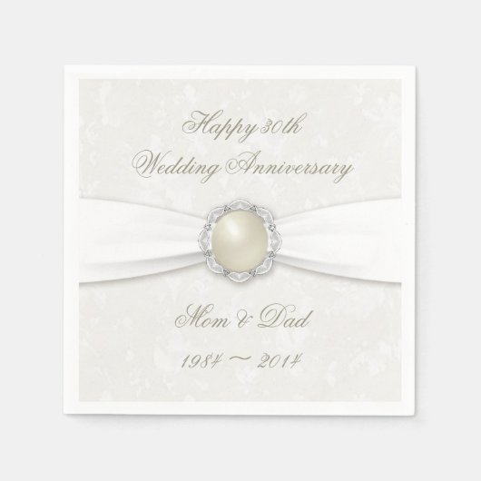 Damask 30th Wedding Jubileum Paper Napkins Servet (Voorkant)