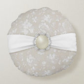Damask 30th Wedding Jubileum Round Sierkussen Rond Kussen (Achterkant)