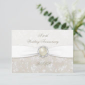 Damask 30th Wedding Jubileum RSVP Kaartje (Staand voorkant)