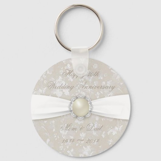 Damask 30th Wedding Jubileum Sleutelhanger (Voorkant)