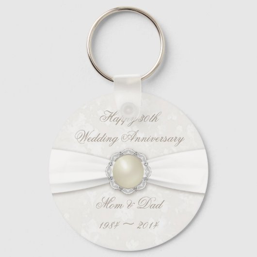 Damask 30th Wedding Jubileum Sleutelhanger (Voorkant)
