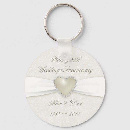 Damask 30th Wedding Jubileum Sleutelhanger (Voorkant)